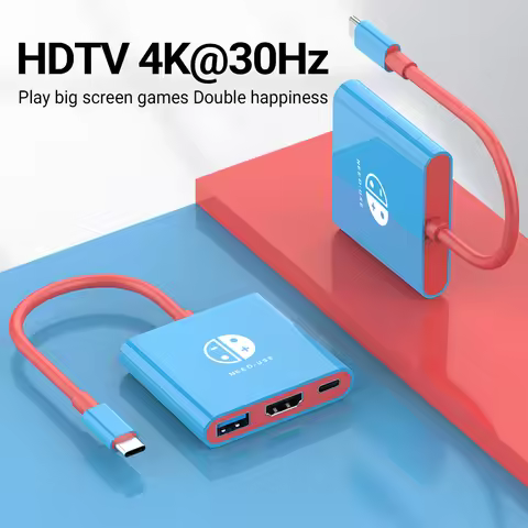 Portable Switch Docking Station TYPE-C Hub with HDMI and USB 3.0 Perfect for Travel and Gaming