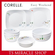 CORELLE KOREA Easy Weekend 9p Korean Type Tableware Set for 2 Persons Square Plate / Dinnerware / Rice bowl,Soup Bowl
