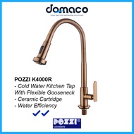 Pozzi K4000R Rose Gold With Flexible Gooseneck Kitchen Sink Tap