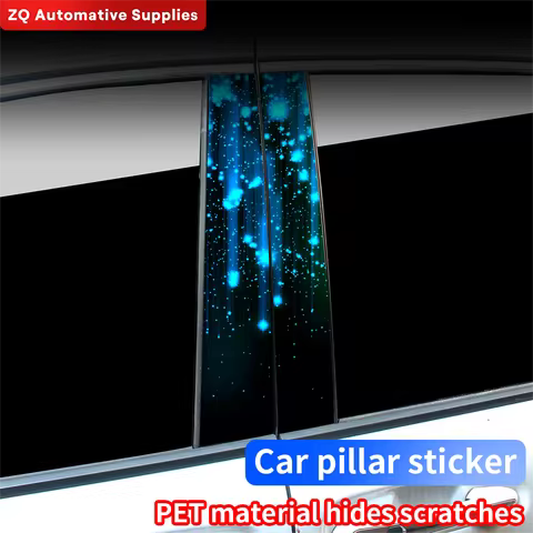 Light Effects Car Stickers Auto B Pillar Waterproof Sunscreen Decor Cover Scratches Car Doors Pillar