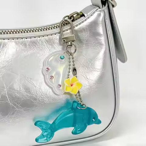 Y2K Dolphin Keychain Vintage Alloy Charm For Bag Purse Backpack XX9C