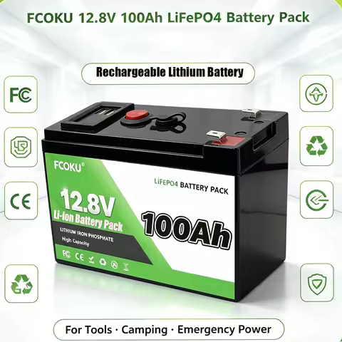 12V 100Ah Rechargeable LiFePO4 Lithium Battery Built-in 5V 2.1A USB Power Display Port 12.6V 3A Char