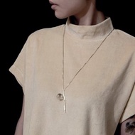 純銀白水晶球細柱長項鍊