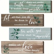4pcs Inspirational Bible Verse Wall Art - Psalm 23:5, 1 Corinthians 13:4-8, Proverbs 3:5-6, Psalm 23