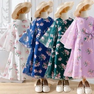 ML076-078 085 Jubah Children's clothing Kid's dress 4Y-14Y casual floral printed sweet dress Jubah S