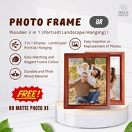 【Mach Photo】8R V-Shaped Wooden Photo Frame Horizontal Landscape Vertical Portrait Hanging Free 8R Ma