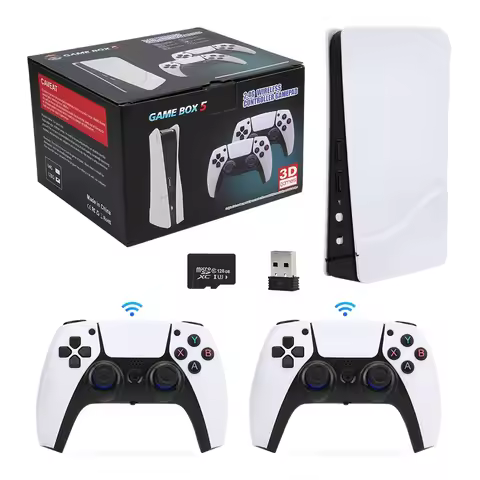 P5 Plus Video Game Console 64GB/128GB 40000 Free Games HD TV Game Box 5 Two Gamepads For PS1/PPSPP/M