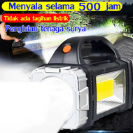 0 tagihan listrik Pengisian tenaga surya👍500 Watt Pencahayaan 10.000 kilometer Senter LED Super Ter