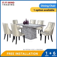 Danica Marble Dining Set/ Marble Dining Table/ Meja Makan 6 Kerusi/ Meja Makan Marble/ Meja Makan Set