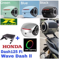 Combo Set Monorack Rapido Honda Dash 125 Fi Top Box Alien ABS Tail Box Siput 35L + LED Lighting Acce