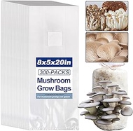 zwxt 300 Pcs Mushroom Grow Bags, Large Extra Thick 8"x5"x20" Mycobag Grow Kit Mushroom Spawning Bags, Autoclave Resistant Bags - 0.2 Micron Filtration - 3 mil Thick Strong Tear Resistance