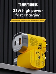 Tf-k02黃色牆壁充電器美國標準、雙usb和type-c快速充電33w,適用於華為和小米智能手機,可折疊