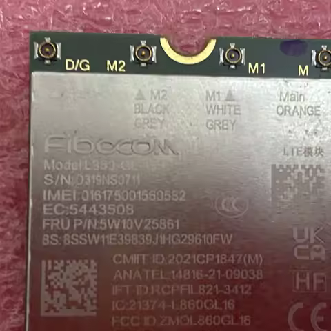 L860-GL-16 WWAN for Thinkpad P15v T15p L14 L15 X13 T14s X13 Gen 3 5W10V25861