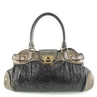 二手Salvatore Ferragamo Ferragamo Gancini 女士皮革手提包，配有金色拉鍊。