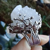 魚眼石原礦手工銀戒純銀戒指~ 我可以 ~ Apophylite Silver Ring