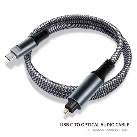 Braided USB-C to Optical Audio Cable USB C Optical Cable with Plated Connector for /Soundbar,Speaker