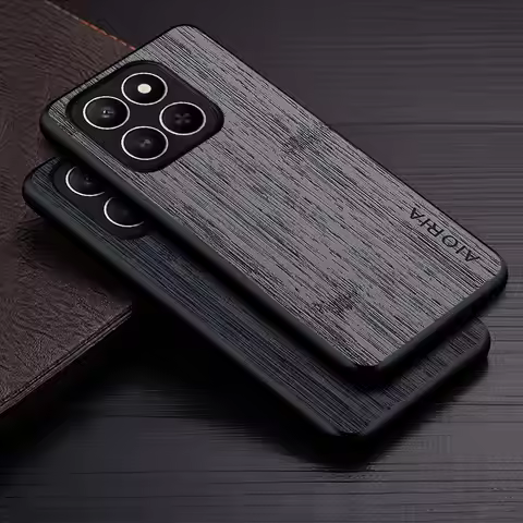 Case for Honor X7D X9D X8c X7a X7b X7b X6c X5b Plus bamboo wood pattern Leather Luxury funda for Hon