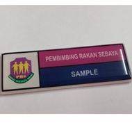 NameTag Acrylic SEKOLAH - PRS  Pembimbing Rakan Sebaya (PRS) sekolah  /Custom Made logo with Pin/ Ma