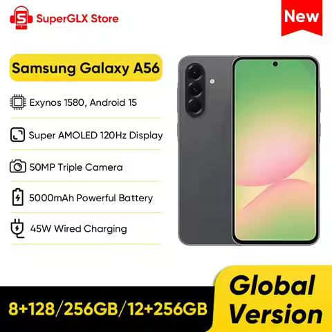 100% Original New Samsung Galaxy A56 5G Smartphone Exynos 1580 6.7" Super AMOLED 120Hz Display 50MP 
