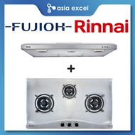 RINNAI RH-S95A-SSVR 90CM SLIMLINE HOOD + FUJIOH FH-GS5530 SVSS 3 BURNER STAINLESS STEEL GAS HOB