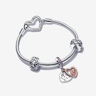 New 925 sterling silver Entwined Infinite Hearts Bracelet Gift Set women fashion DIY jewelry Mothers day gift for mom