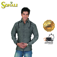 Sonali Men Grey Linen Shirt / Kurta For Lelaki Warna Grey /Indian Men Kurta Shirt For Men D9405