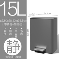 Large Capacity Thickened Stainless Steel Foot Pedal Kitchen Trash Can Living Room Garbage Bin Square