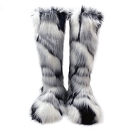 Ladies Outdoor Furry Snow Boots Imitation Fox Fur Cotton Fur Boots 2024 Winter
