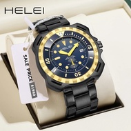 HELEI New Stainless Steel Men Watch Sport Waterproof Wristwatch Top Brand Luxury Military Army Quartz Male Clock