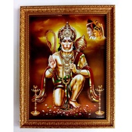 Hanuman Photo Frame Gold  With Glass Hanuman Picture