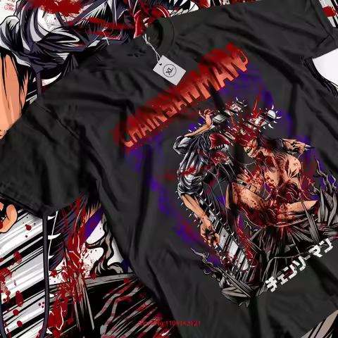 Chainsaw Man T Shirt CSM Denji Makima Power Pochita Anime Manga vintage Washed homme designer clothe