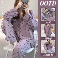 Ai2 Purple Love Design High-Quality Long-Sleeved Pajamas for Women - Ideal for Home and Casual Outfi