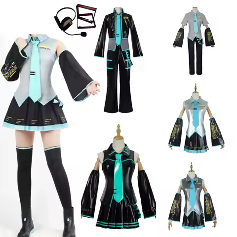 Mikuuu Cosplay Costume PU Patent Leather Official Formula Outfit Female Male Mikuo Gender‑Bend Set w