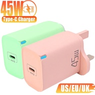 45W PD Colorful Macaron Type-C Port Fast Charging US/EU/UK Mobile Phone Charger Compatible with IPho