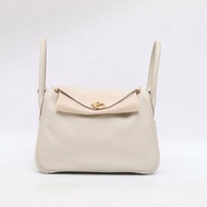 HERMES 8L冰川白EC皮B刻金扣愛馬仕lindy26單肩包肩背包