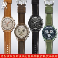 Suitable For OMEGA Joint Swatch Planet Series Watch SWATCH Retro Genuine Leather Watch Strap 20mm