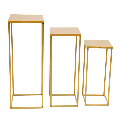 Wedding Flower Stand, Set of 3 Gold Square Supports, Durable Carbon Steel with High-Temperature Pain