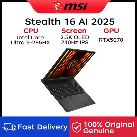 2025 MSI Stealth 16 AI Gaming Laptop 16 Inch 2.5K OLED 240Hz IPS Screen Notebook Ultra 9-285HX 32GB