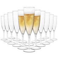Zonbaizey 6 Oz Plastic Champagne Flutes - 18 PCS Clear Disposable Wine Glasses, BPA-Free, Plastic Co