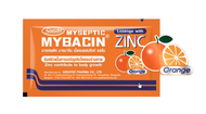 MYBACIN ZINC Orange Flavor  เม็ดอมผสมซิงค์ รสส้ม บรรเทาอาการระคายคอ เจ็บคอ ปากเปื่อย 1 ซอง/10 เม็ด อย.10-1-20548-5-0010