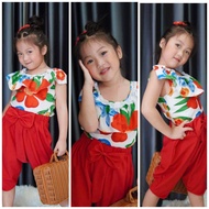BeautyStudio [THA0800] ชุดไทยเด็กหญิง เสื้อแขนกุด+โจงกระเบน สำหรับลูกสาว เสื้อลายดอก คอระบาย น่ารักๆ ชุดเด็ก ชุดเด็กแฟชั่น ชุดลายดอก