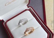 Cartier 高版本V金細版鑲鑽豹仔戒指 - 金色/銀色可選