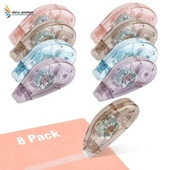 Double Sided Tape Roller - 8 Pack Adhesive Scrapbook Glue Tape Runner Roller (8mm X 210Ft)  Easy to 