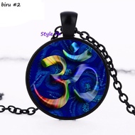 Necklace Men Women Pendant OM Symbol Hindu OM Necklace Glass Pendant