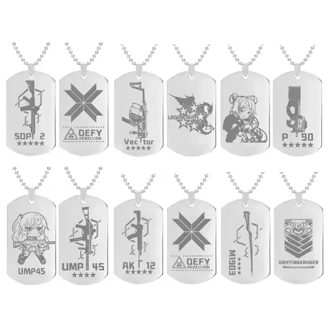 Girls Frontline Necklace for Women UMP45 Necklaces Man Trend Neck HK416 Pendant Silver Color Fashion