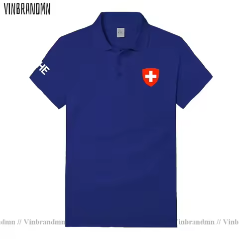 Swiss Confederation Switzerland CHE CH Confoederatio Helvetica polo shirts men short sleeve white br