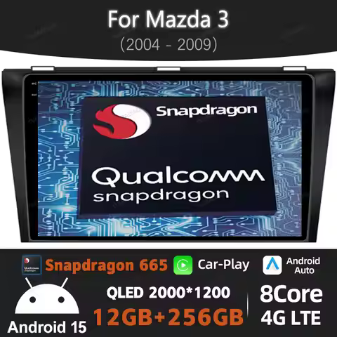 Android 15 Car Radio For Mazda 3 I BK 2003 - 2009 GPS NAVI 2DIN Head Unit 4G WIFI QLED BT Multimedia