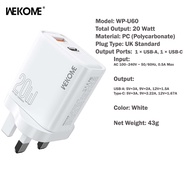 Wekome 65W 40W 20W UK Plug Wall Fast Charger QC 3.0 USB PD Type C for Mobile Phone Tablet Laptop Ove