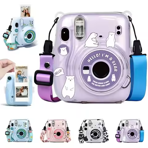 For Fujifilm Instax Mini 11 PU Leather Camera Bag Shoulder Strap Camera Protector Cover Case for Ins