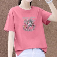 Clothing Fashion Short-Sleeved T-Shirt Large Size Top Printed Basic Style Letter Medium M-4XL Genuin